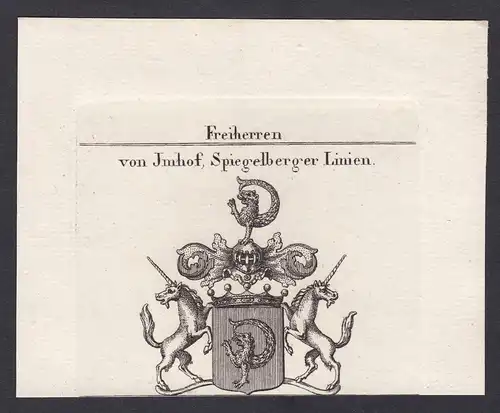 Freiherren von Jmhof, Spiegelberger Linien - Imhof Spielberger Linie Wappen Adel coat of arms heraldry Heraldi
