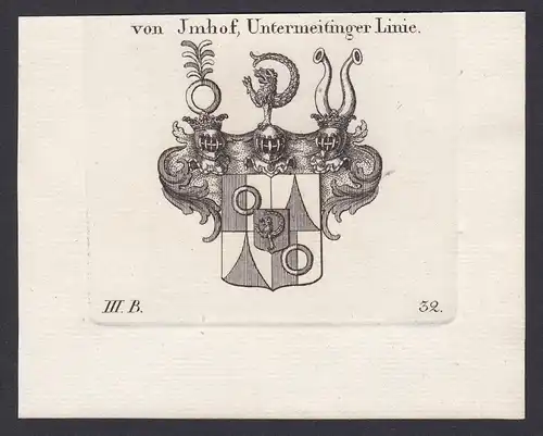 Freiherren von Jmhof, Untermeitinger Linie - Imhof Untermeitingen Linie Wappen Adel coat of arms heraldry Hera