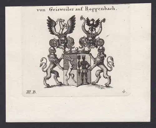 von Geisweiler auf Roggenbach - Geisweiler Roggenbach Bayern Wappen Adel coat of arms heraldry Heraldik Kupfer