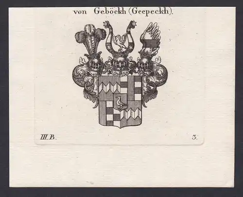 von Geböckh (Geepeckh) - Gebeck Geböckh Bayern Wappen Adel coat of arms heraldry Heraldik Kupferstich copper e