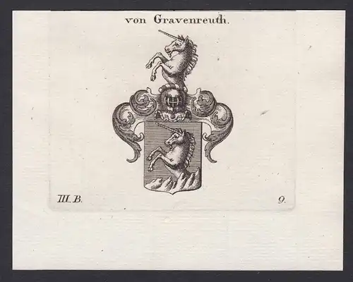 von Gravenreuth - Gravenreuth Franken Bayern Wappen Adel coat of arms heraldry Heraldik Kupferstich copper eng