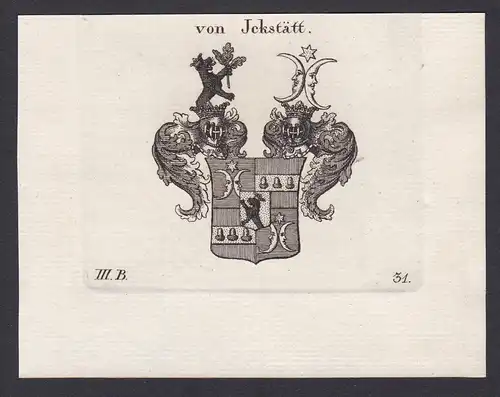 von Jckstätt - Ickstatt Ramelsberg Wappen Adel coat of arms heraldry Heraldik Kupferstich copper engraving ant