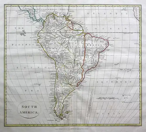 South America - Süd Amerika South America Brasilien Brazil Karte map Kupferstich antique print