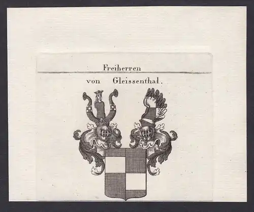 Freiherren von Gleissenthal - Gleißenthal Wappen Adel coat of arms heraldry Heraldik Kupferstich copper engrav
