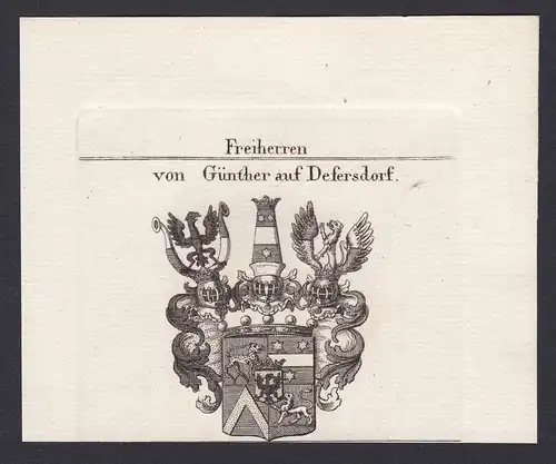 Freiherren von Günther auf Defersdorf - Günther Defersdorf Wappen Adel coat of arms heraldry Heraldik Kupferst