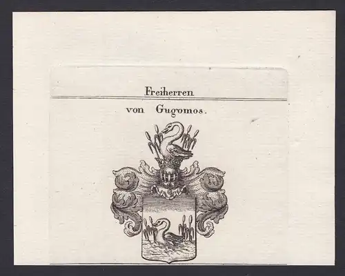 Freiherren von Gugomos - Gugomos Wappen Adel coat of arms heraldry Heraldik Kupferstich copper engraving antiq
