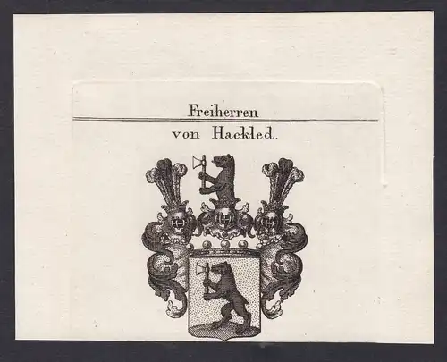 Freiherren von Hackled - Hackled Wappen Adel coat of arms heraldry Heraldik Kupferstich copper engraving antiq