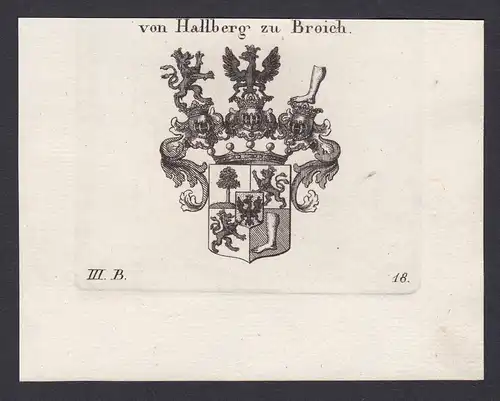 von Hallberg zu Broich - Hallberg-Broich Wappen Adel coat of arms heraldry Heraldik Kupferstich copper engravi