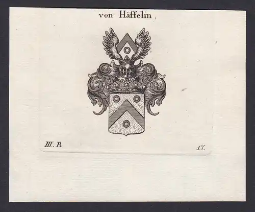 von Häffelin - Häffelin Wappen Adel coat of arms heraldry Heraldik Kupferstich copper engraving antique print