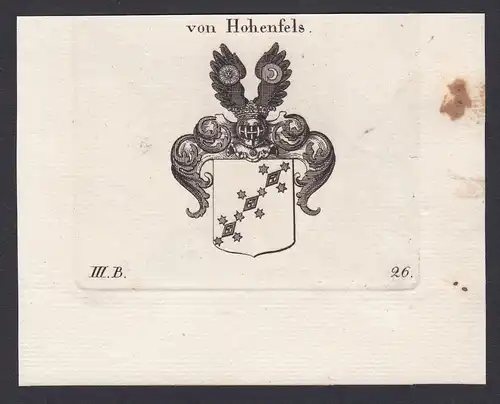 Von Hohenfels - Hohenfels Wappen Adel coat of arms heraldry Heraldik Kupferstich antique print