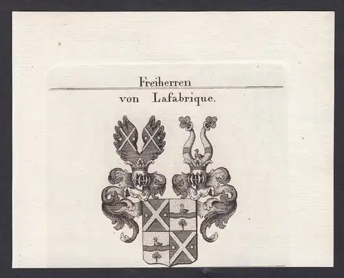 Freiherren von Lafabrique - Lafabrique Wappen Adel coat of arms heraldry Heraldik Kupferstich antique print