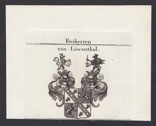 Freiherren von Löwenthal - Löwenthal Löwental Wappen Adel coat of arms heraldry Heraldik Kupferstich antique p