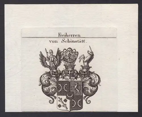 Freiherren von Schönstätt - Schönstätt Schönstedt Wappen Adel coat of arms heraldry Heraldik Kupferstich antiq