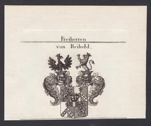 Freiherren von Reibeld - Reibeld Wappen Adel coat of arms heraldry Heraldik Kupferstich antique print