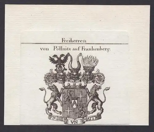 Freiherren von Pöllnitz auf Frankenberg - Pölnitz Pöllnitz Frankenberg Wappen Adel coat of arms heraldry Heral
