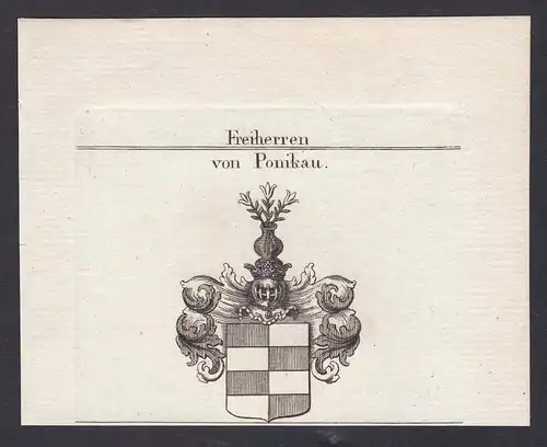 Freiherren von Ponikau - Ponickau Ponikau Meißen Wappen Adel coat of arms heraldry Heraldik Kupferstich antiqu