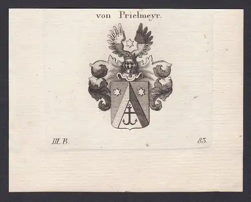 Von Prielmeyr - Prielmayr Prielmeyr Wappen Adel coat of arms heraldry Heraldik Kupferstich antique print