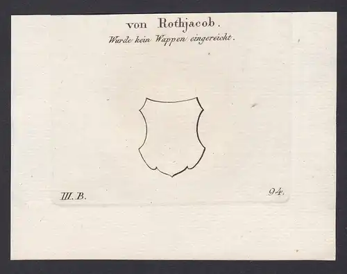 Von Rothjacob - Rothjacob Wappen Adel coat of arms heraldry Heraldik Kupferstich antique print