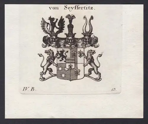 Von Seyffertitz - Seyffertitz Wappen Adel coat of arms heraldry Heraldik Kupferstich antique print