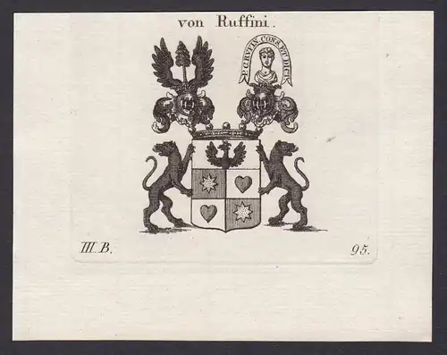 Von Ruffini - Franz Xaver von Ruffini Wappen Adel coat of arms heraldry Heraldik Kupferstich antique print