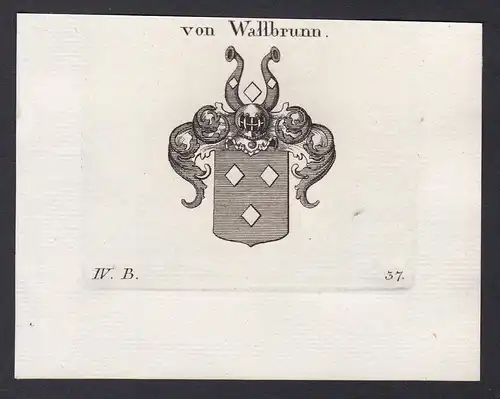 Von Wallbrunn - Wallbrunn Hessen Rhein Wappen Adel coat of arms heraldry Heraldik Kupferstich antique print