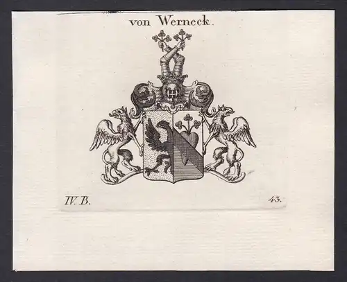 Von Werneck - Reinhard von Werneck Bayern Wappen Adel coat of arms heraldry Heraldik Kupferstich antique print