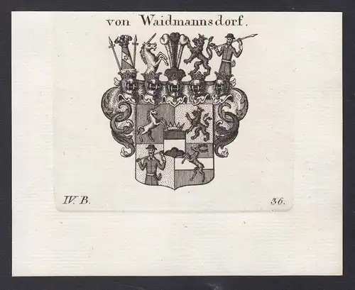 Von Waidmannsdorf - Waidmannsdorf Wappen Adel coat of arms heraldry Heraldik Kupferstich antique print