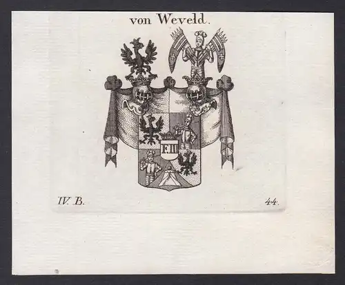 Von Weveld - Weveld Bayern Bavaria Wappen Adel coat of arms heraldry Heraldik Kupferstich antique print