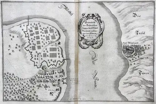 Grundriß des Dähnischen Lägers bey Mittel-Varsundt welches von den Schwedischen Erobert A° 1644 - Middelfart F