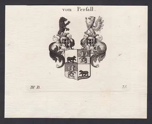Von Perfall - Perfall Bayern Wappen Adel coat of arms heraldry Heraldik Kupferstich antique print