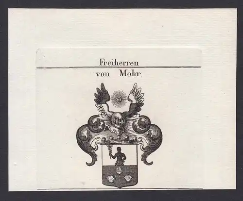 Freiherren von Mohr - Mohr Wappen Adel coat of arms heraldry Heraldik Kupferstich antique print