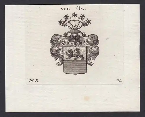 Von Ow - Ow Schwaben Wappen Adel coat of arms heraldry Heraldik Kupferstich antique print