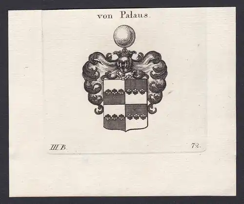Von Palaus - Palaus Wappen Adel coat of arms heraldry Heraldik Kupferstich antique print