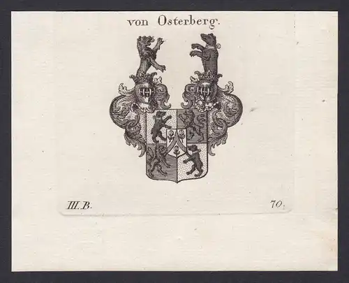 Von Osterberg - Osterberg Böhmen Bohemia Wappen Adel coat of arms heraldry Heraldik Kupferstich antique print