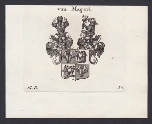 Von Magerl - Magerl Wappen Adel coat of arms heraldry Heraldik Kupferstich antique print