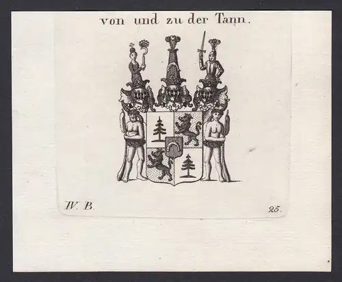 Von und zu der Tann - Tann Thann Franken Wappen Adel coat of arms heraldry Heraldik Kupferstich antique print