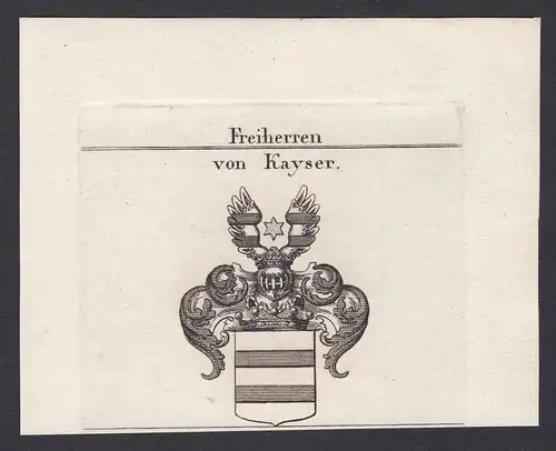 Freiherren von Kayser - Kayser Kaiser Wappen Adel coat of arms heraldry Heraldik Kupferstich antique print