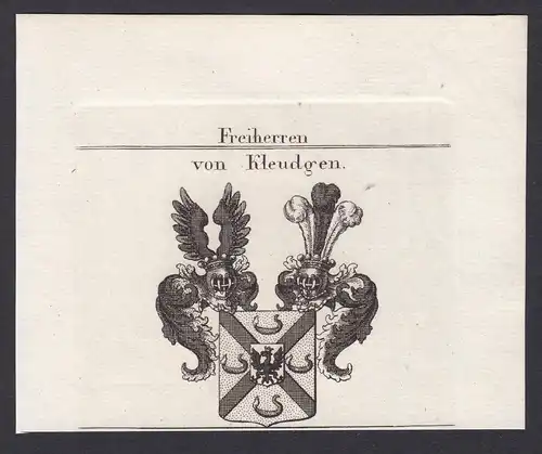 Freiherren von Kleudgen - Kleudgen Wappen Adel coat of arms heraldry Heraldik Kupferstich antique print