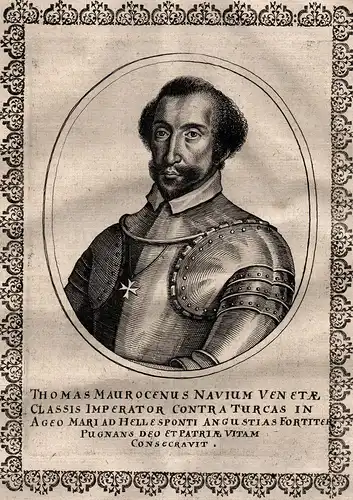 Thomas Maurocenus Navium Venetae... - Thomas Morosini Tommaso incisione Portrait   copper