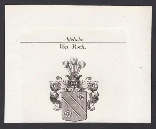 Von Roth - Rot Roth Wappen Adel coat of arms heraldry Heraldik Kupferstich antique print