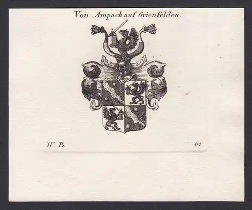Von Ampach auf Grienfelden - Ampach Ambach Grienfelden Wappen Adel coat of arms heraldry Heraldik Kupferstich