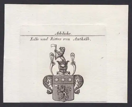 Edle und Ritter von Axthalb - Axthalb Ritter Edle Wappen Adel coat of arms heraldry Heraldik Kupferstich antiq