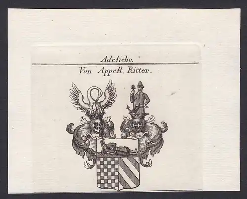 Von Appell, Ritter - Appell Ritter Wappen Adel coat of arms heraldry Heraldik Kupferstich antique print