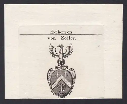 Freiherren von Zoller - Zoller Bayern Bavaria Wappen Adel coat of arms heraldry Heraldik Kupferstich antique p