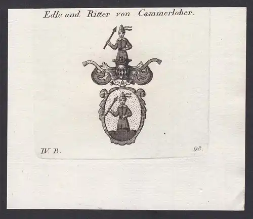 Edle und Ritter von Cammerloher - Camerloher Wappen Adel coat of arms heraldry Heraldik Kupferstich antique pr