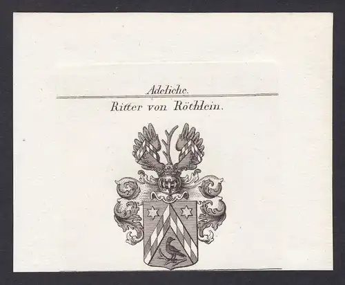 Ritter von Röthlein - Röthlein Rötlein Wappen Adel coat of arms heraldry Heraldik Kupferstich antique print