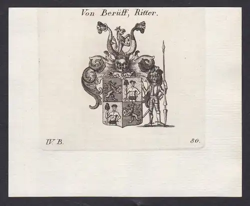 Von Berüff, Ritter - Berüff Wappen Adel coat of arms heraldry Heraldik Kupferstich antique print
