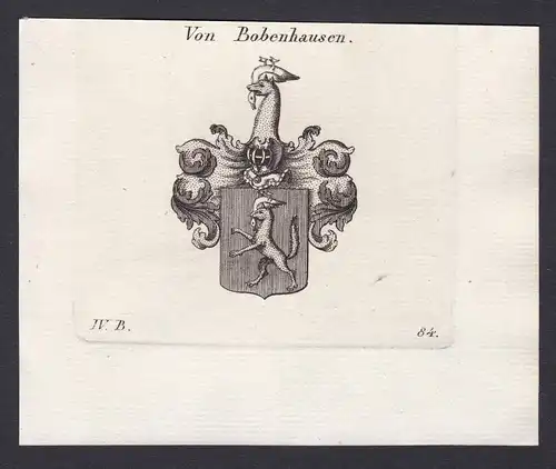 Von Bobenhausen - Heinrich von Bobenhausen Franken Wappen Adel coat of arms heraldry Heraldik Kupferstich anti