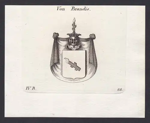 Von Brandis - Brandis Schweiz Svizzera Wappen Adel coat of arms heraldry Heraldik Kupferstich antique print