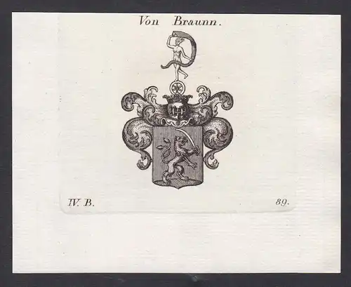 Von Braunn - Braun Braunn Wappen Adel coat of arms heraldry Heraldik Kupferstich antique print